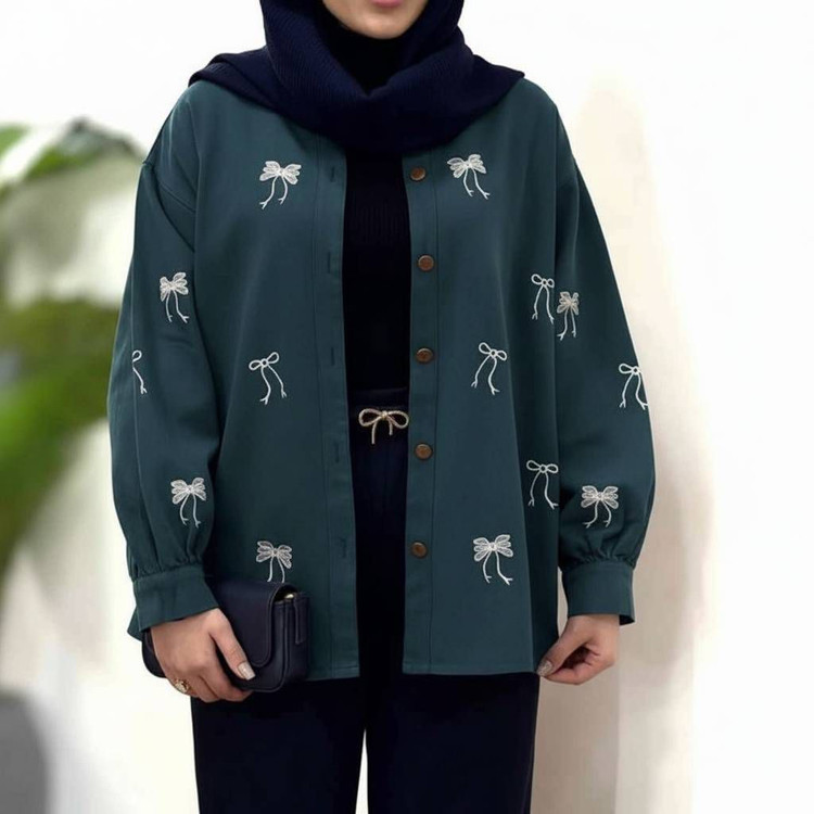 شومیز مانتویی ارغوان پاپیون