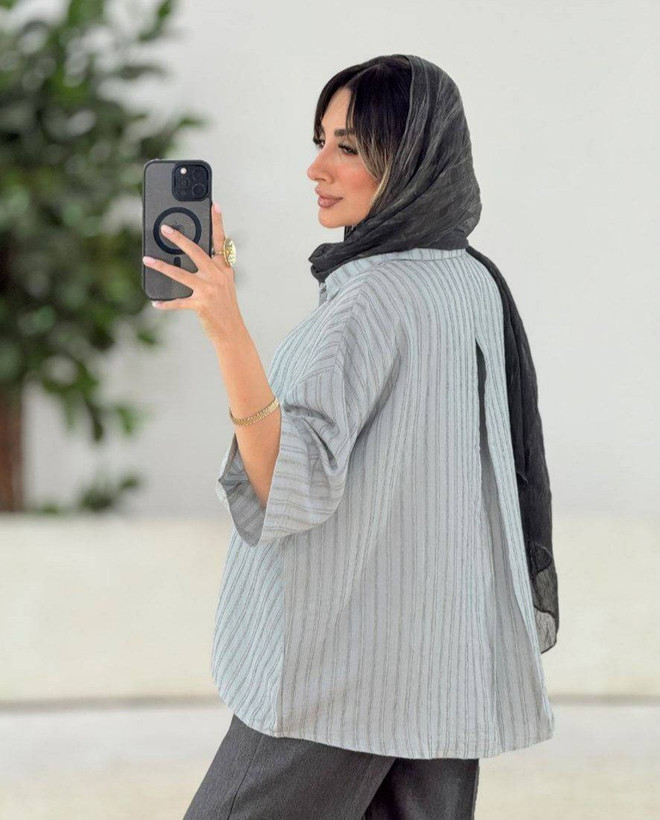 شومیز خط دار اطلس