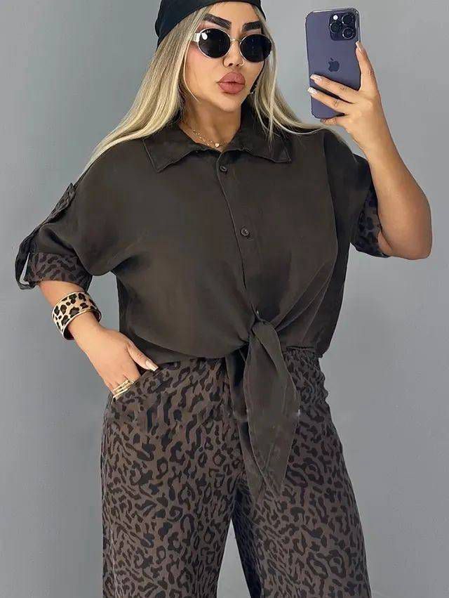 ست شومیز شلوار پلنگی