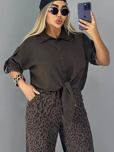 ست شومیز شلوار پلنگی