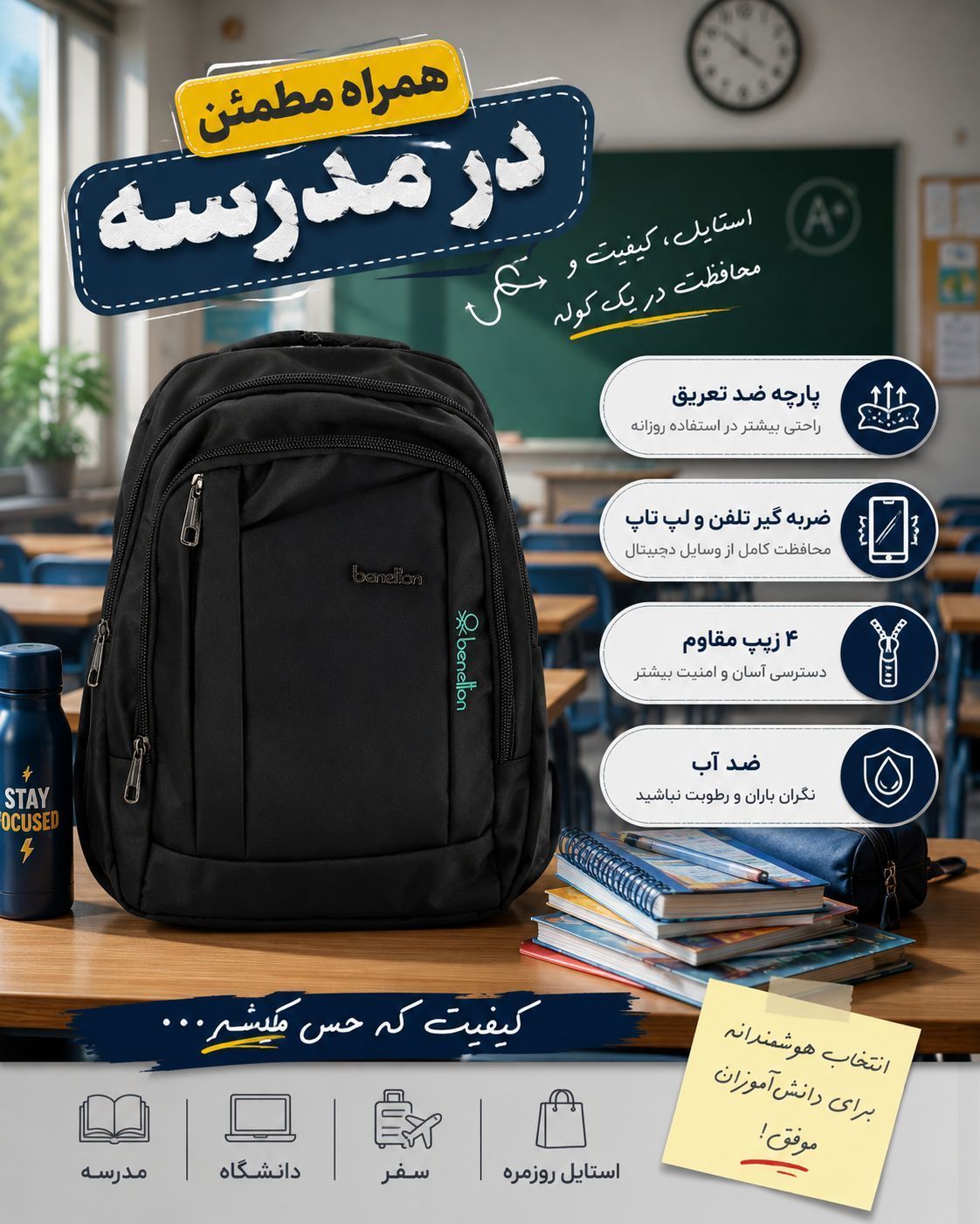 کوله مدرسه ضد اب