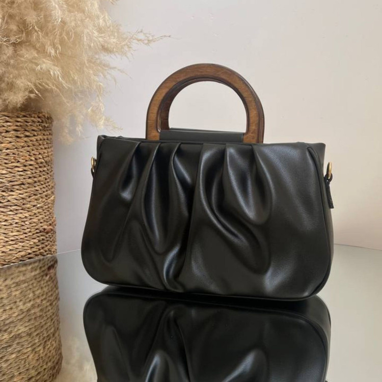 کیف دسته چوبی چروک