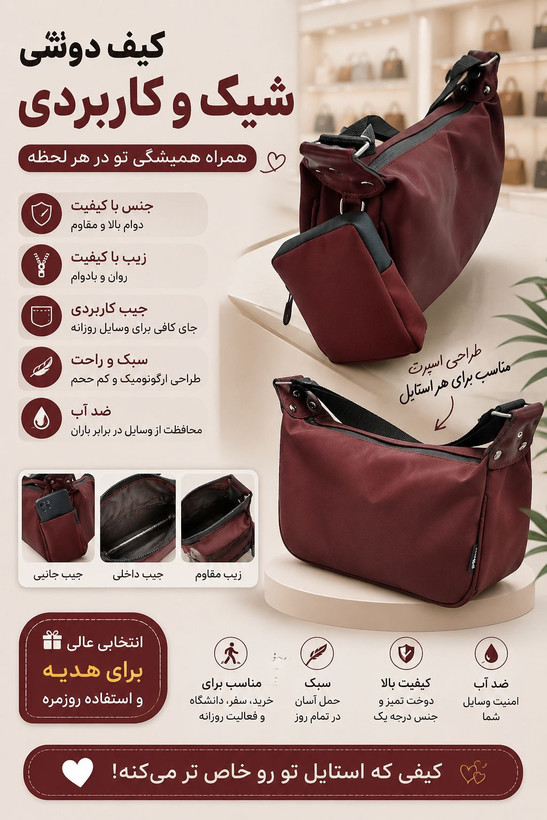 کیف زنانه آویز دار چری